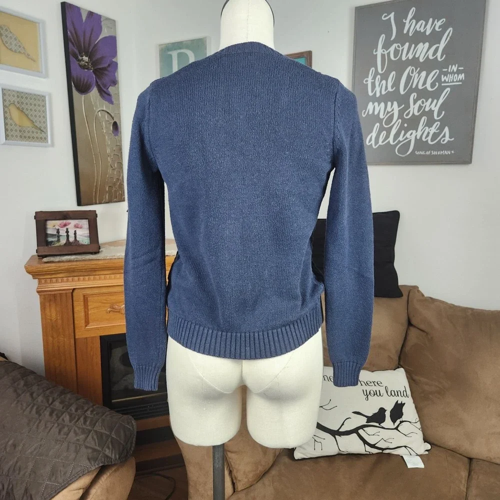 Gap Factory Honeycomb Crew Neck Navy Sweater S - Picture 2 of 3